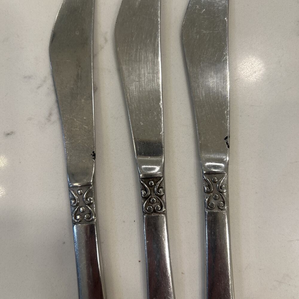 Vintage National Stainless OLAF Flatware Japan Set Of 3 Dinner Knives - Picture 8 of 9